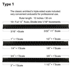 12'' Laser Etched Aluminum Architect Triangular Ruler