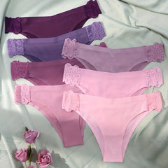 7pcs Lace Stitching Hipster Panties Seamless Low Waist Stretch Underwear