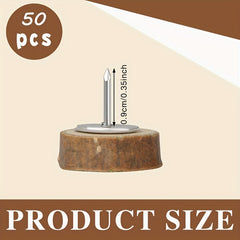 50pcs Wood Thumb Nails Round Push Pins for Cork Board Wall Map Photo Memo