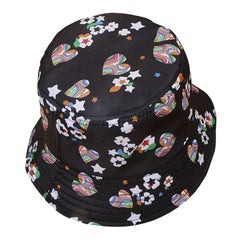 Flower Print Fisherman Hat Wide Brim Bucket Hat For Men