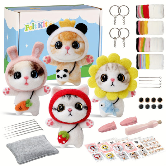 Wool Needle Felting Kit for Cat Doll DIY Art Craft