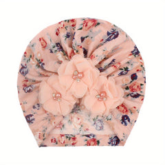Spring Broken Rhinestone Flower Print Baby Hat