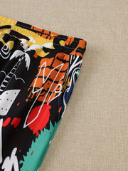  Pop Art Print Joggers Elastic Waist Medium Stretch