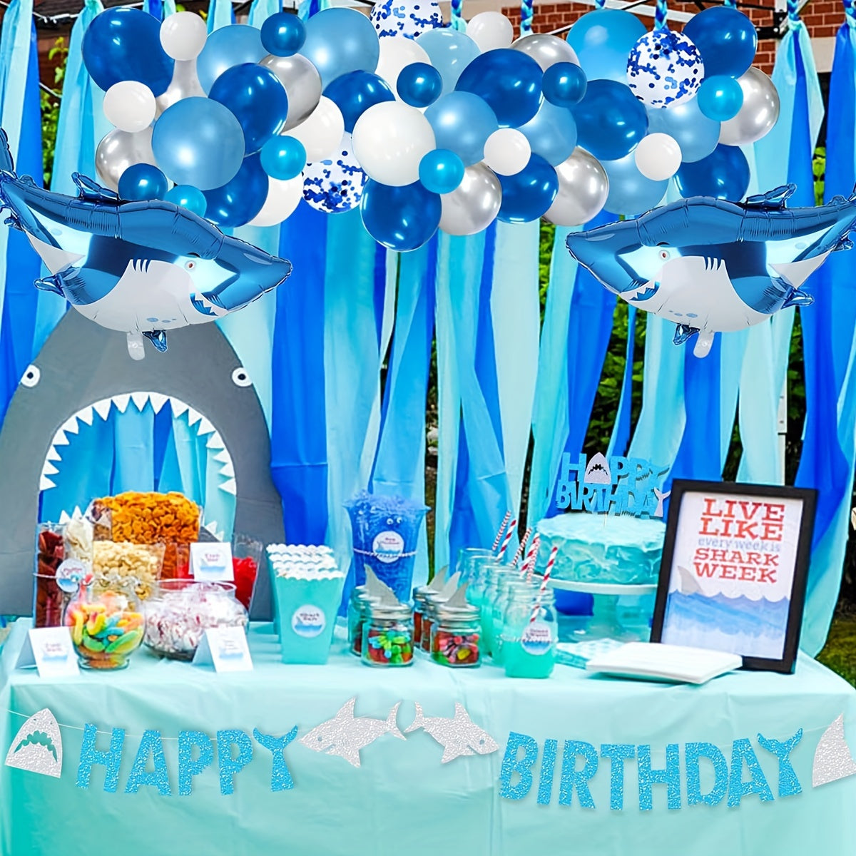 6pcs Large Shark Balloons Ocean Animal Theme Party Supplies
