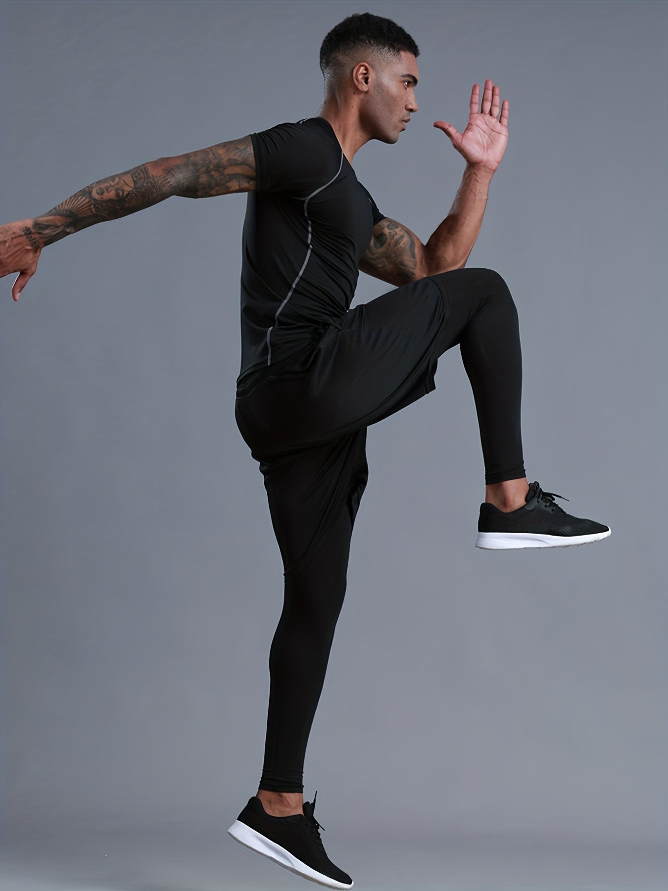 Men's High Stretch Compression Sweatshirt + Shorts & Leggings Set