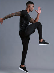 Men's High Stretch Compression Sweatshirt + Shorts & Leggings Set