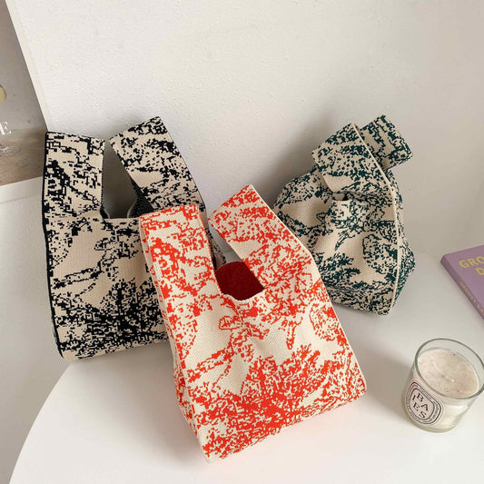 Flower Pattern Tote Handbag Crochet Bag