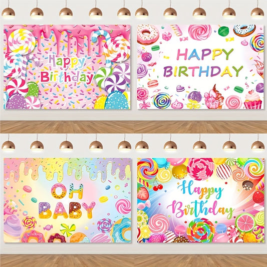 Sweet Donut Backdrop Banner for Candy Bar & Party Decor