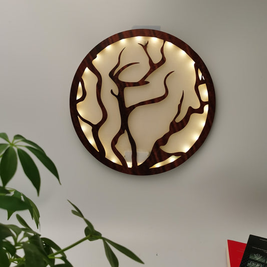 LED Light Wooden Hanging Wall Decoration Flower Series Night Light