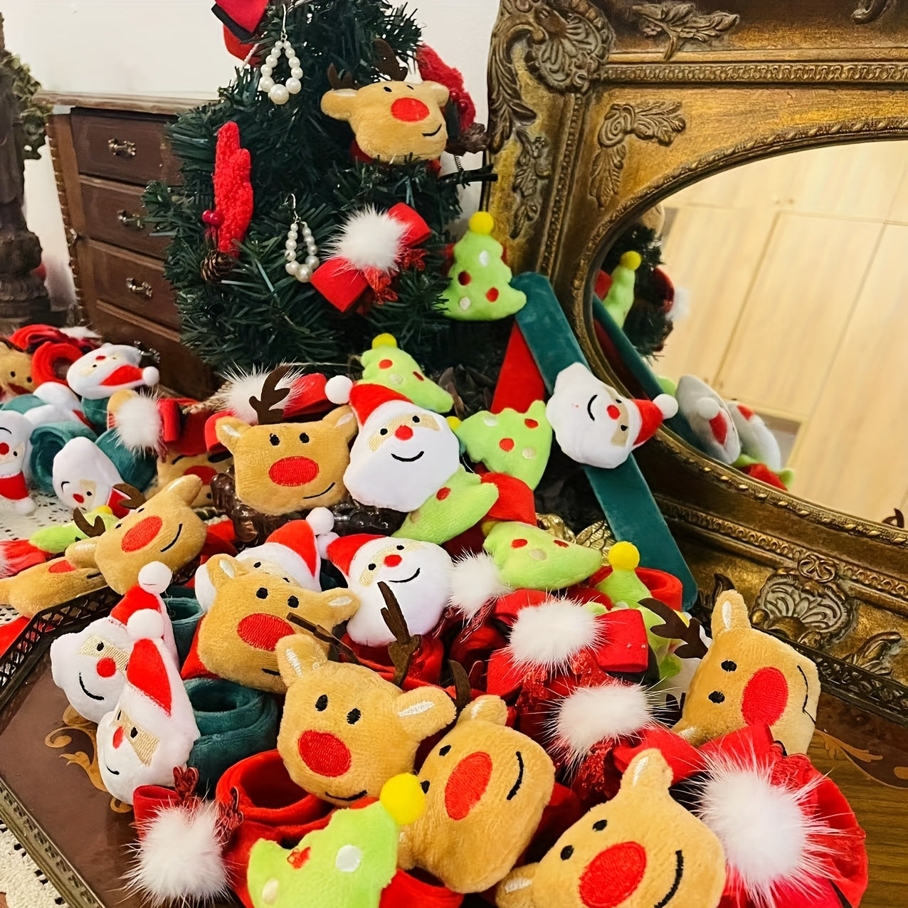 Christmas Snap Rings Plush Figurines Bracelets Rulers Kindergarten Decorations