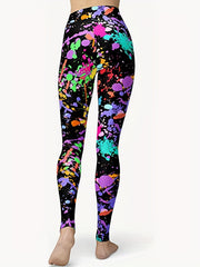 Artistic Splash Print High Waist Leggings for Women