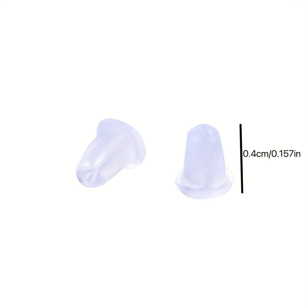 100pcs Silicone Earring Pin Backs Soft Transparent Plastic Bullet Clutch