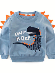 Dino Croc Print Crew Neck Sweatshirt for Boys