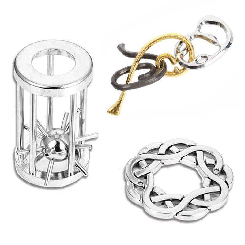 Metal Puzzle Set Brain Teaser IQ Challenge Game Gift