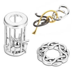 Metal Puzzle Set Brain Teaser IQ Challenge Game Gift