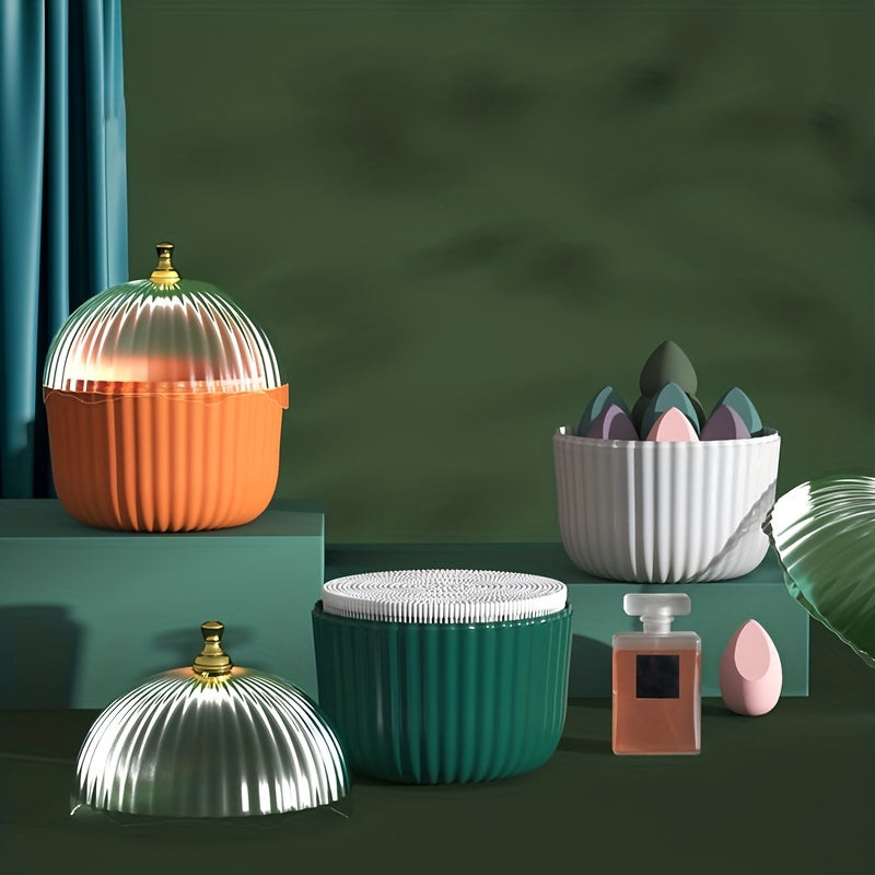 Dustproof Cosmetic Organizer with Transparent Lid