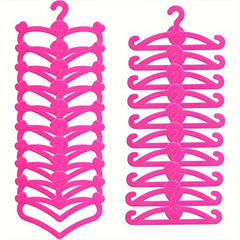 60pcs Pink Plastic Hanger Set for 29 Dolls Clothes Outfits Accessories