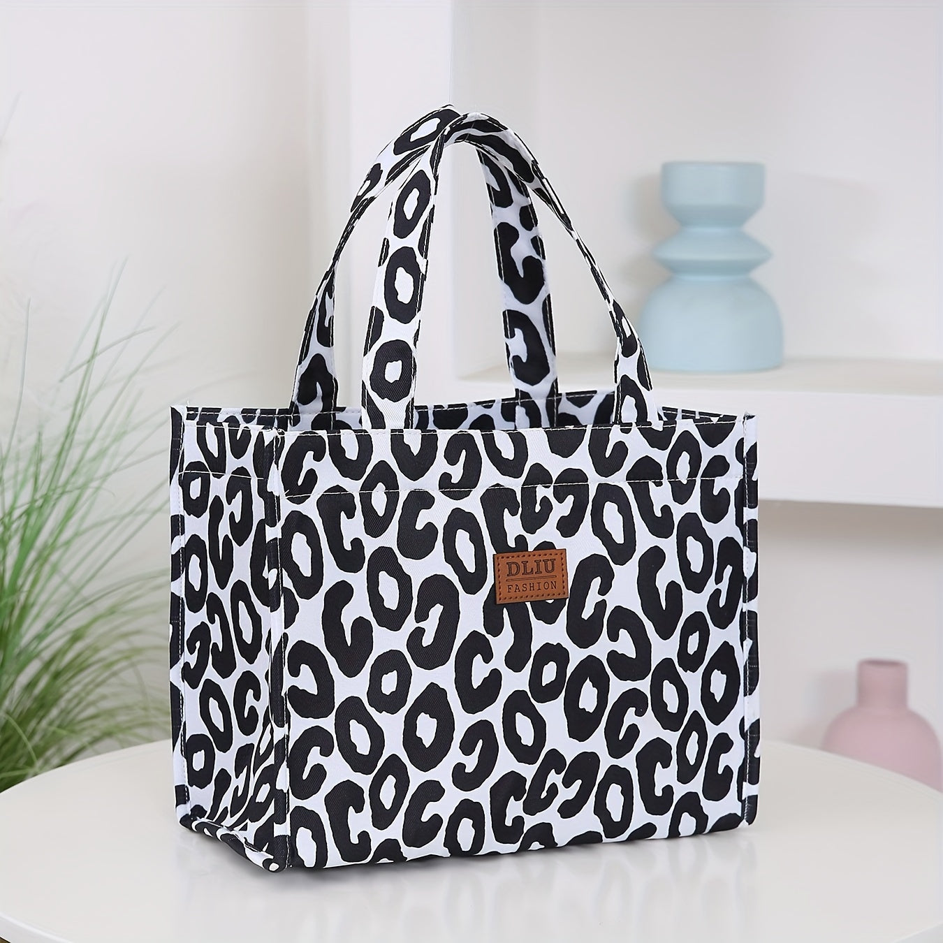 Nylon Cloth Flower Print Large Capacity Lunch Box Bag