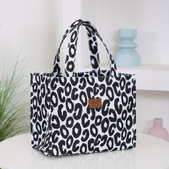 Nylon Cloth Flower Print Large Capacity Lunch Box Bag