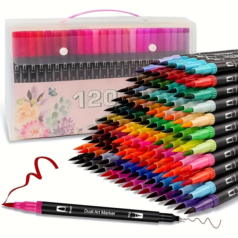 24 72 120 Dual Headed Watercolor Pens Set with Box