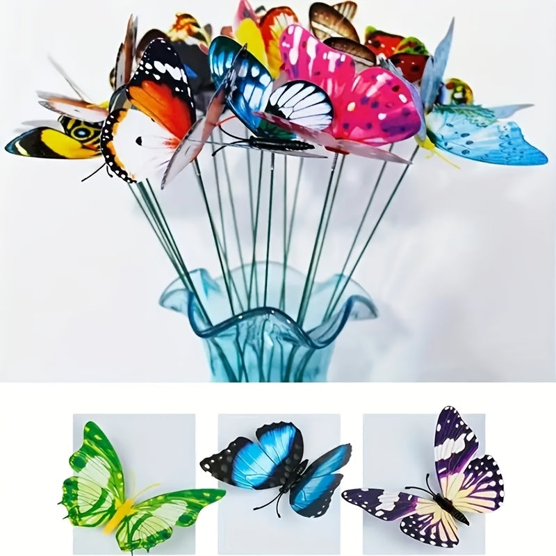 20pcs Butterfly Garden Stakes Waterproof Night Light Ornaments DIY Party