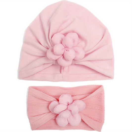 Breathable Infant Hat And Headband Set For Newborns