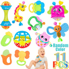 11pcs Baby Rattles Toys for 0-6 Months - Sensory Toy Set for Newborn Boy Girl