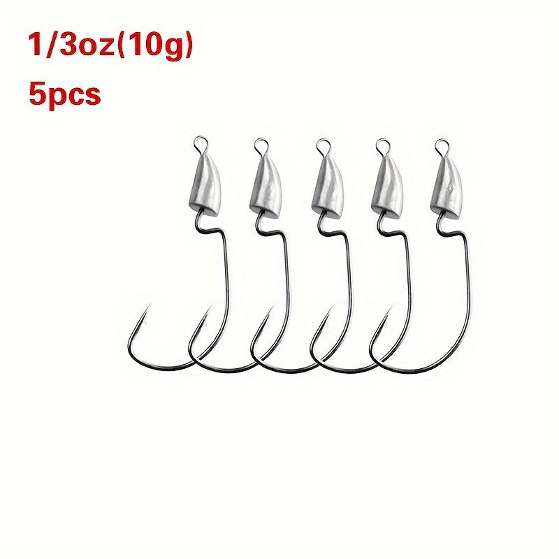 5pcs Bullet Lead Head Hooks Soft Worm Hooks