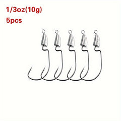 5pcs Bullet Lead Head Hooks Soft Worm Hooks