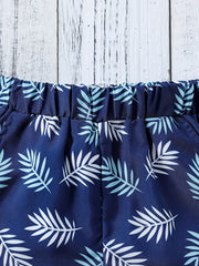 Boys Leaf Print Shorts for Vacation Beach Kids Summer Clothes