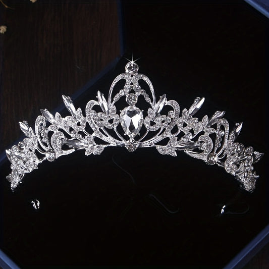 Baroque Style Rhinestone Crown Headband for Wedding