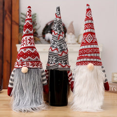 Christmas Wine Bottle Cover Gnome Faceless Doll Topper Bag