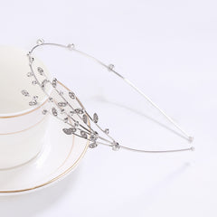Rhinestone Branch Bridal Headband Silvery Gold Wedding Hairband