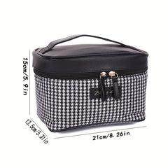 Plaid Handheld Cube Travel Cosmetics Wash Bag Canvas Portable Storage Bag
