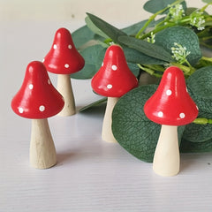 6pcs Kids' Painted Wooden Mushroom Ornaments DIY Educational Doodle Wood