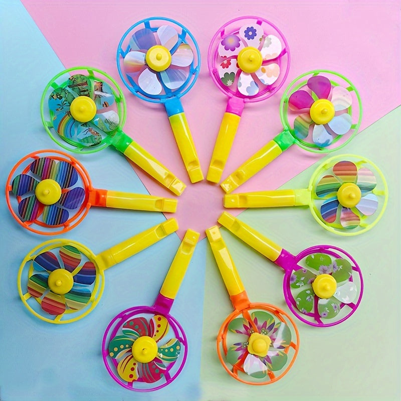 10pcs Colorful Small Windmill Whistle Aid Props Candy Colorful Whistle Windmill