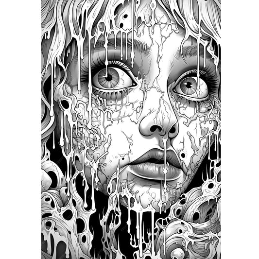 Horror Themed Watercolor Paper Coloring Book for Adults