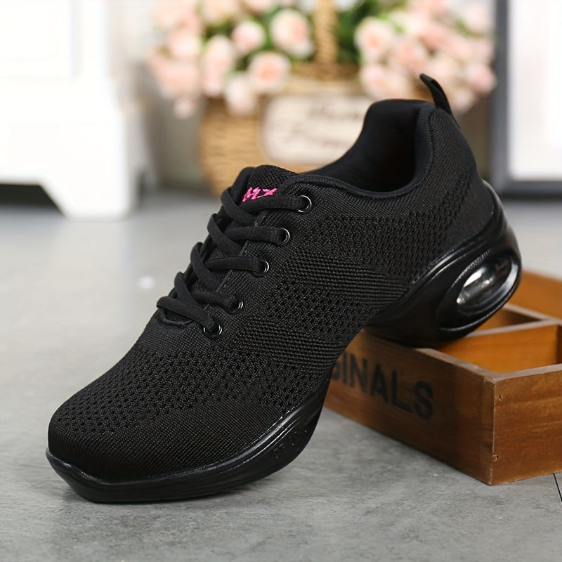 Women's Knitting Dance Shoes Air Cushion Bottom Soft Sole Walking Shoes