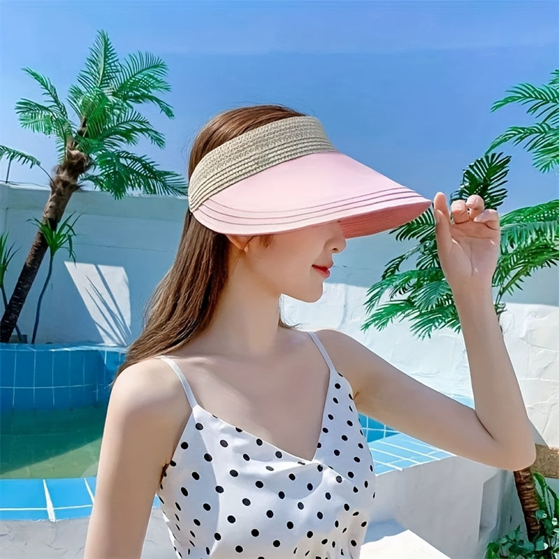Solid Wide Brim Visor Sun Hat for Women