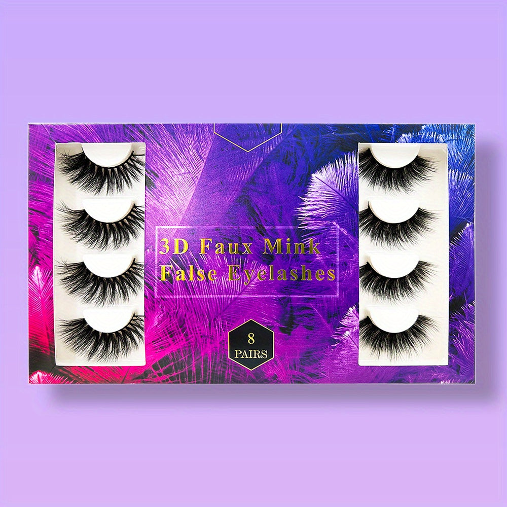 Natural Look 3D Thick Mink False Eyelashes - 8 Pairs