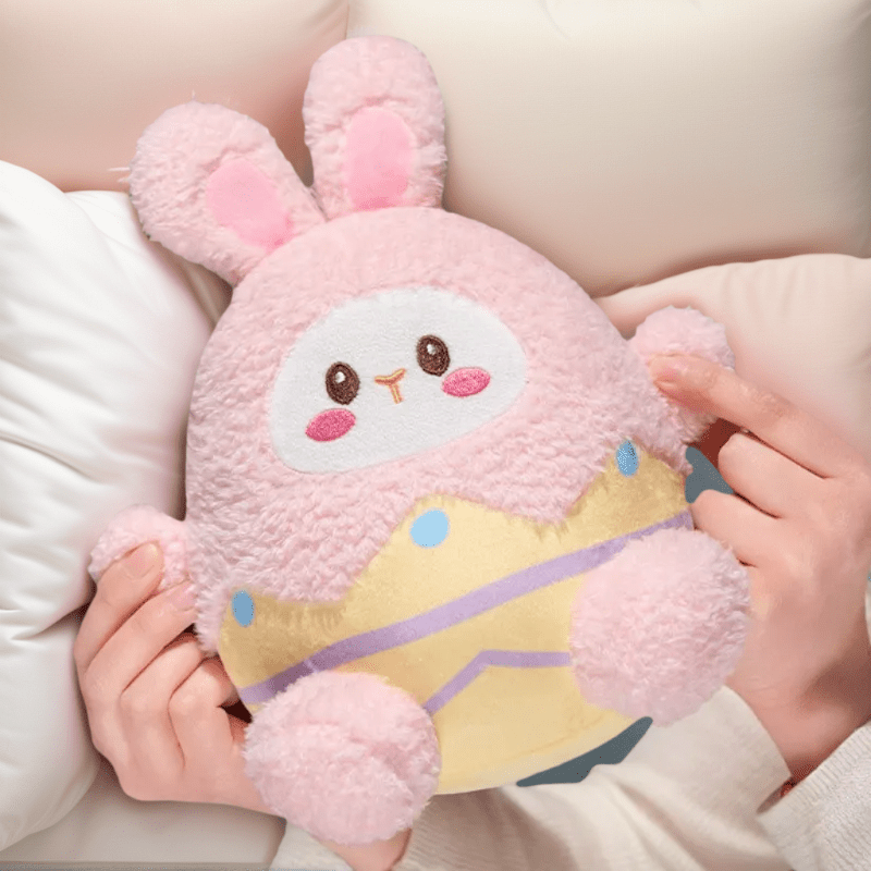 Pastel Pink Bunny Egg Plush Toy Soft Stuffed Rabbit Hug & Play Companion
