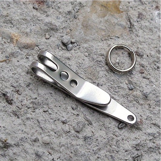 Stainless Steel Mini Pocket Clip Keychain for Outdoor Camping