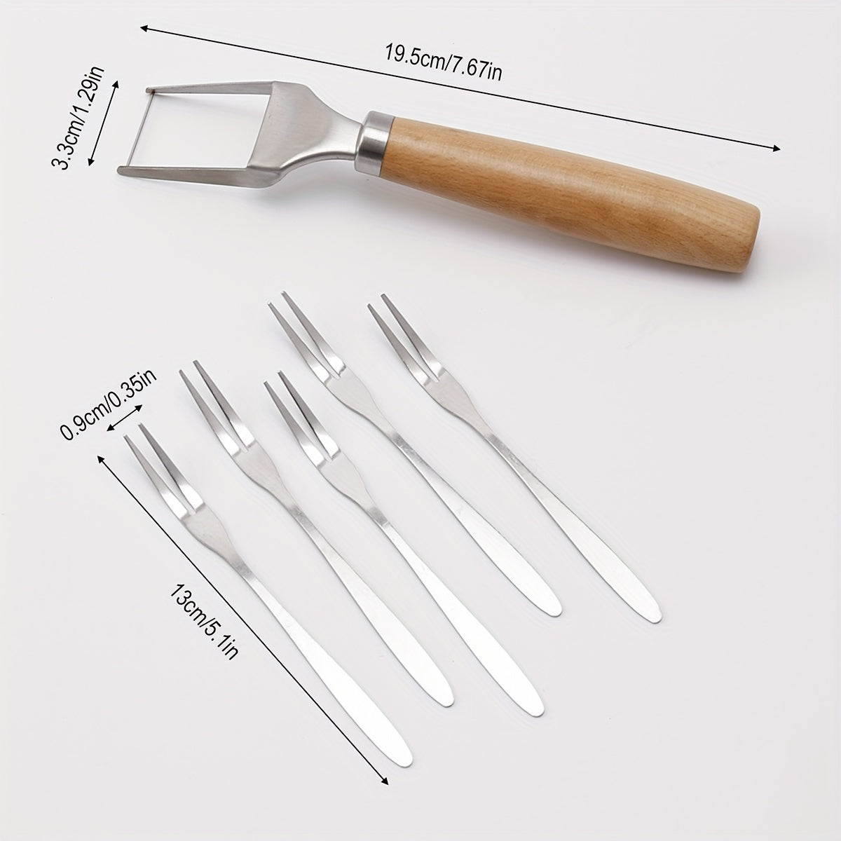 6pcs Watermelon Slicer Set with 5 Forks - Stainless Steel Cutter and Divider