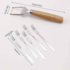 6pcs Watermelon Slicer Set with 5 Forks - Stainless Steel Cutter and Divider