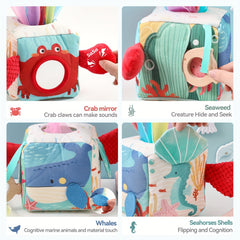 Interactive Marine Animal Tissue Box Toy & Cloth Book for Kids