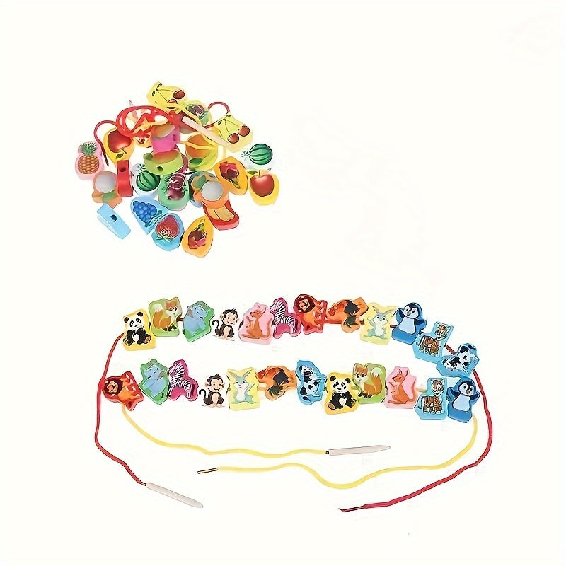 24pcs Fruit Number Animal Beaded Strings Educational Toys