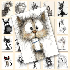 Hand Drawn Slothly Animals Stickers Cute Sketches - Journals, Skateboards