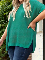  Cable Knit Short Sleeve Sweater