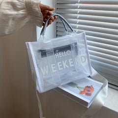 Transparent Mesh PVC Crossbody Bag Large Capacity Jelly Bag