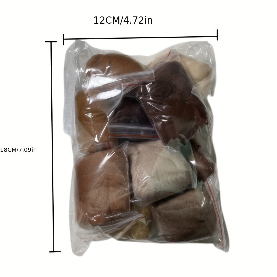 10 Colors Brown Animal Series Wool Roving for Needle Wool Felt DIY